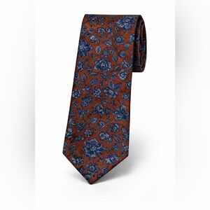 NEW! Roundtree & Yorke Men's Rust Orange and Blue Floral Tie